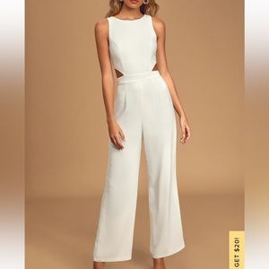Moments to Remember White Sleeveless Cutout Wide-Leg Jumpsuit - Lulus